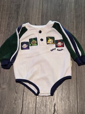 Vintage Rare 90’s Y2K Teletubbies White Romper Jumper One-Piece Size 18 Months